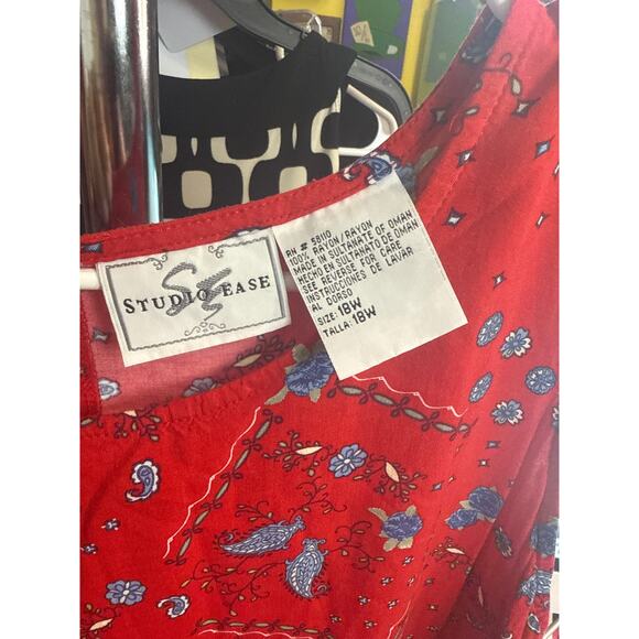 BN#50 Studio Ease Red Floral Paisley Sleeveless Maxi Dress Size 18W - Picture 7 of 7